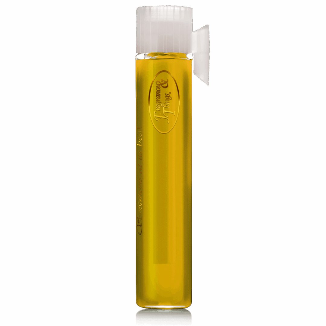 A tall, yellow glass bottle with a white cap and spout.