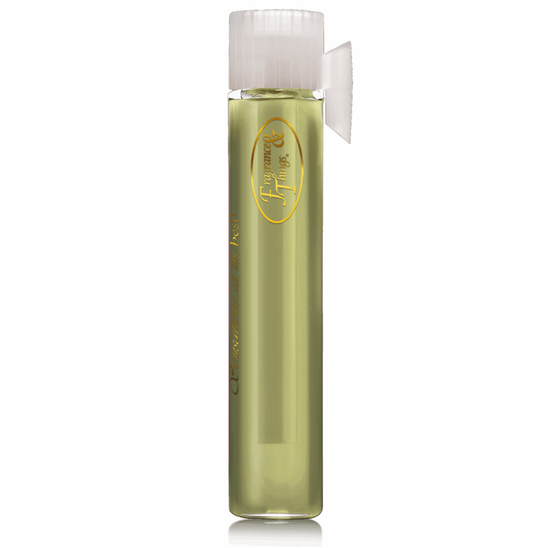 A small transparent vial with light green liquid and a white cap.