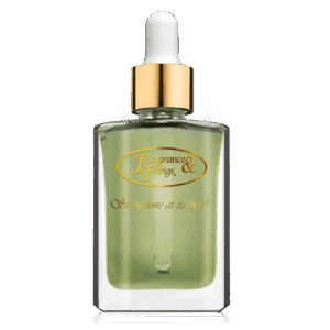 A green glass dropper bottle with a gold and white cap.